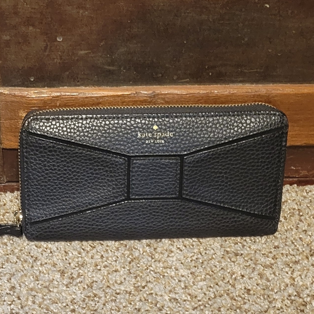 TWO FOR $50 Kate Spade Black Textured Zip Wallet
